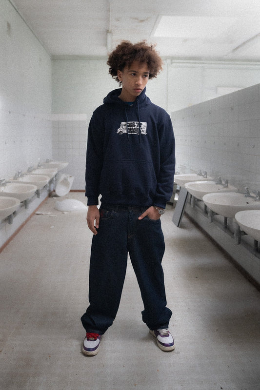 Throw Up Truck Hoodie Navy