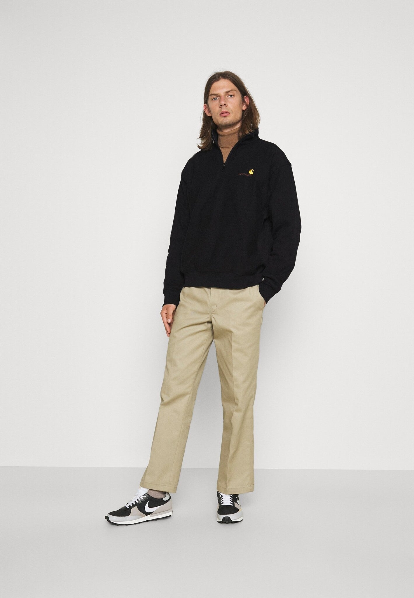 Half Zip American Script Black