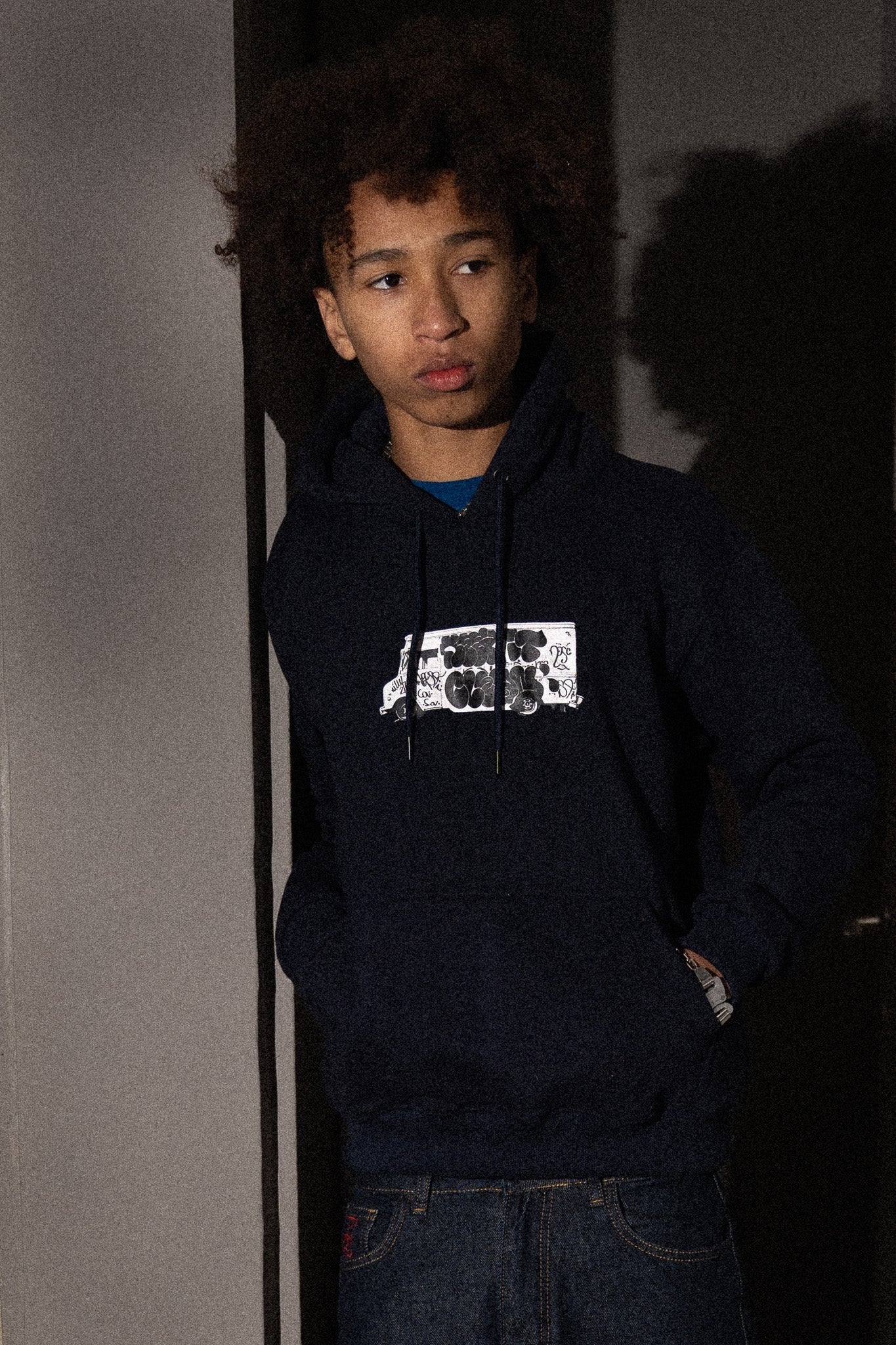 Throw Up Truck Hoodie Navy