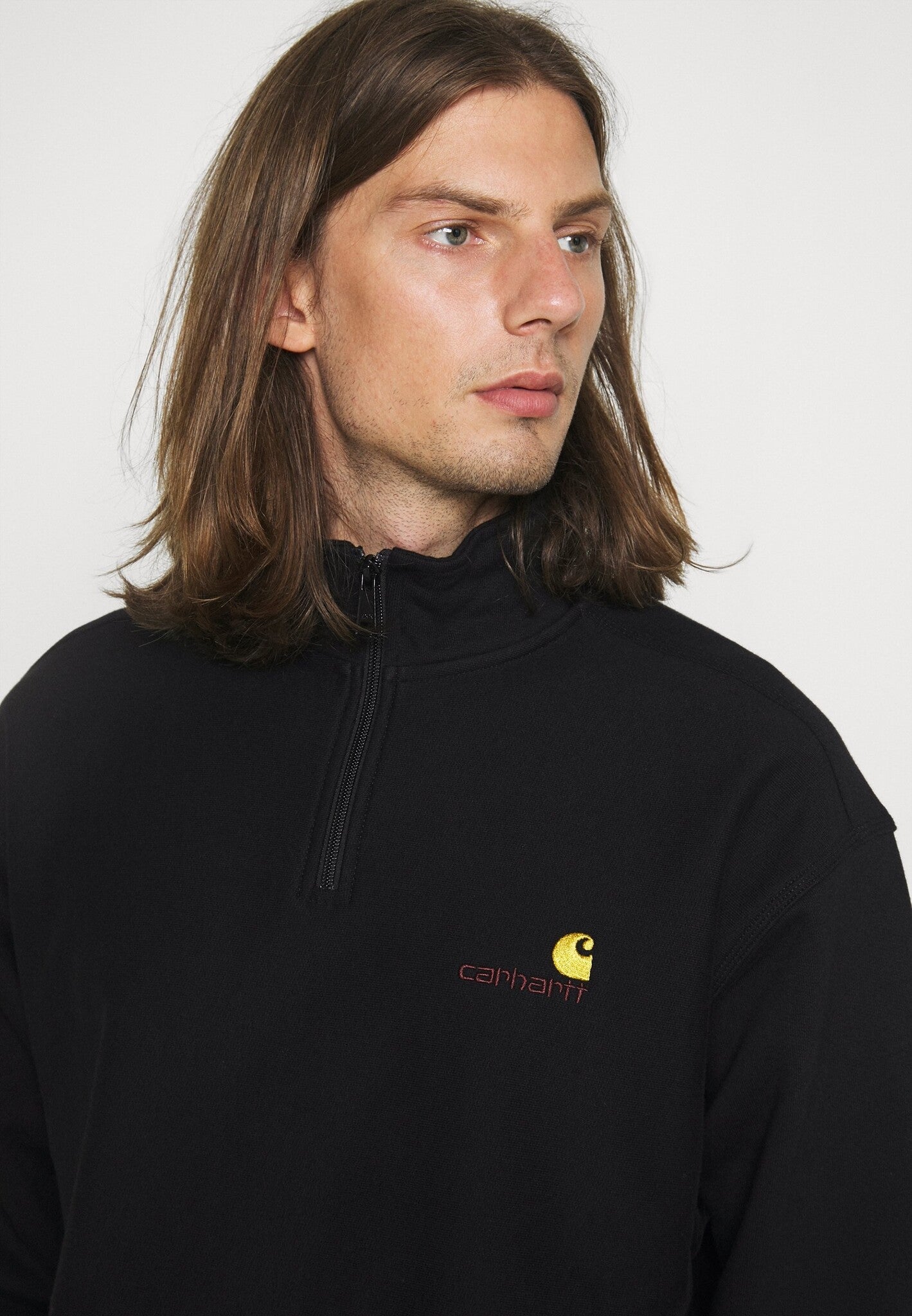 Half Zip American Script Black