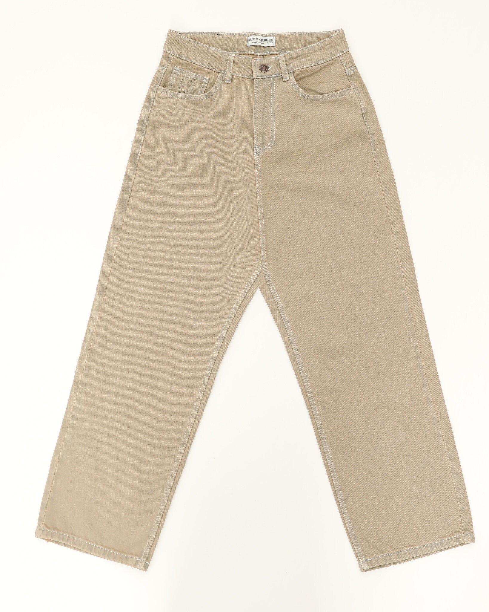 Special Beige Up Loose Pants