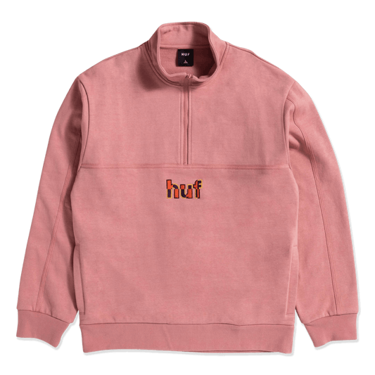 Split 1/4 Zip Mock Dusty Rose