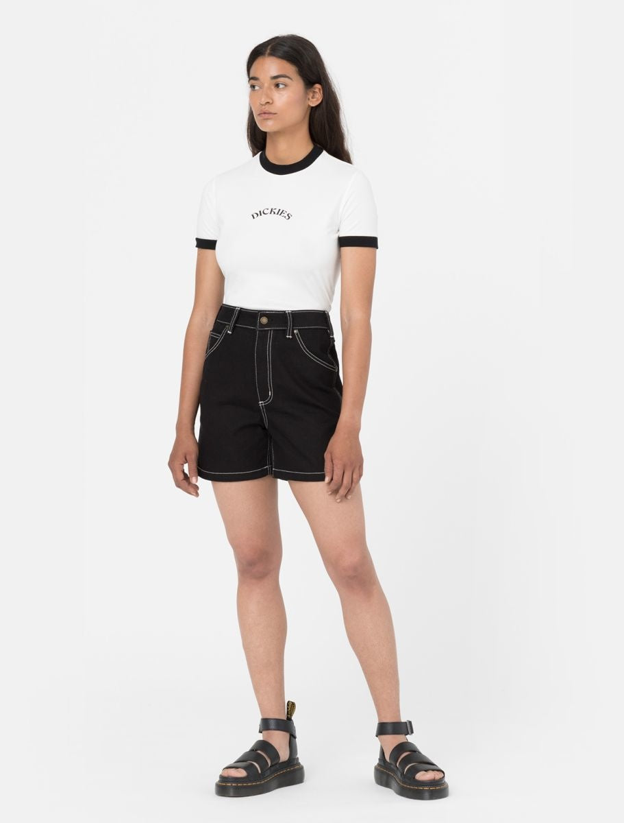 Womens Denim Short Rinsed Black
